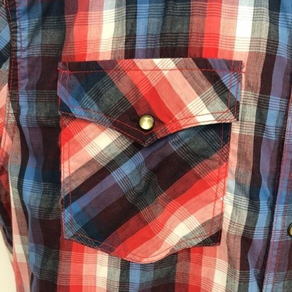 Ditch Plains Red, white and blue plaid Western Shirt XXL New - Picture 5 of 8